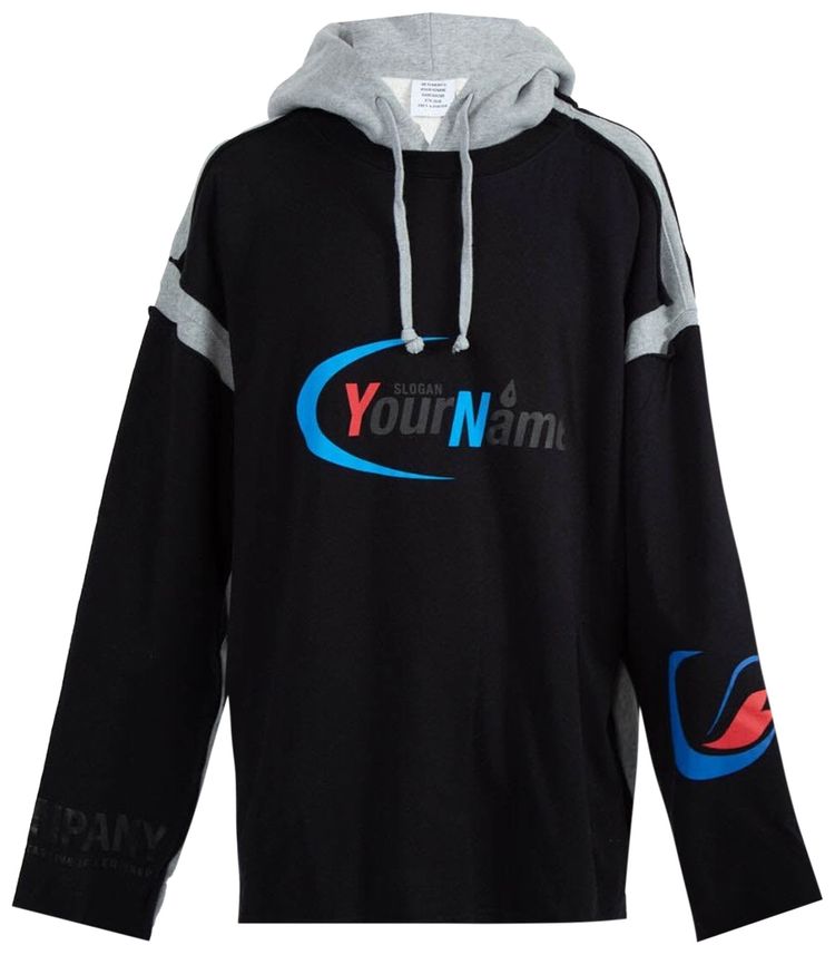 Vetements Patch Printed Hoodie Black