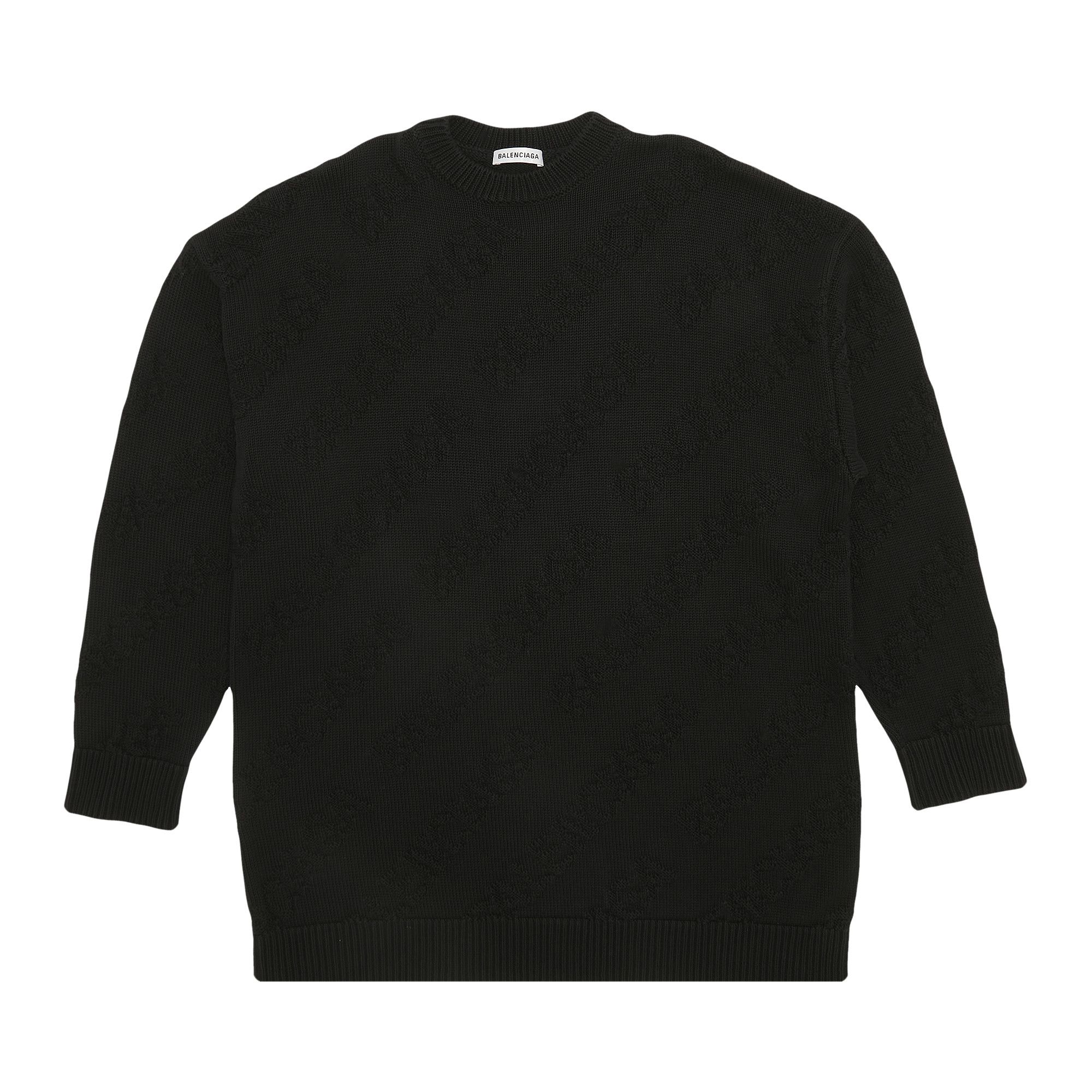 バレンシアガ  599886 T3166 Logo Jacquardニット メンズ XS Buy Balenciaga Logo Jacquard Sweater 'Black' - 599886 T3166 1000