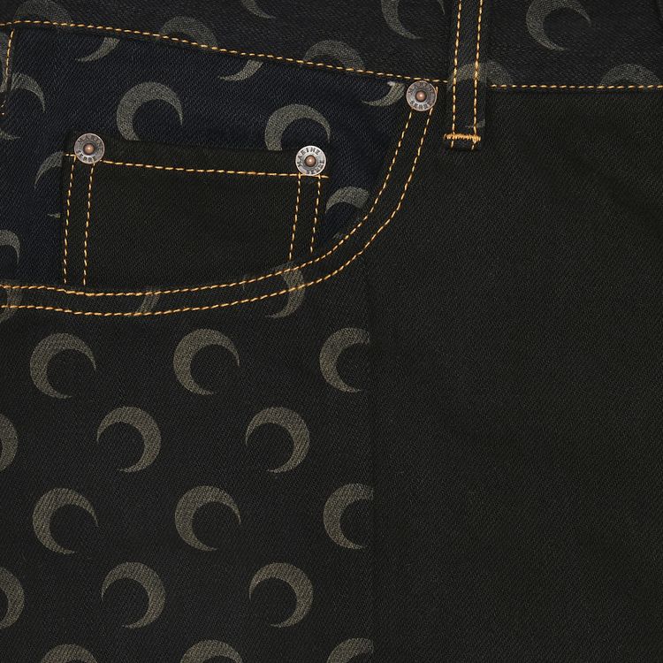 Marine Serre Regenerated Moon Denim Trousers Black