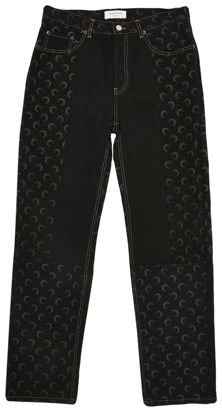 Marine Serre Regenerated Moon Denim Trousers Black