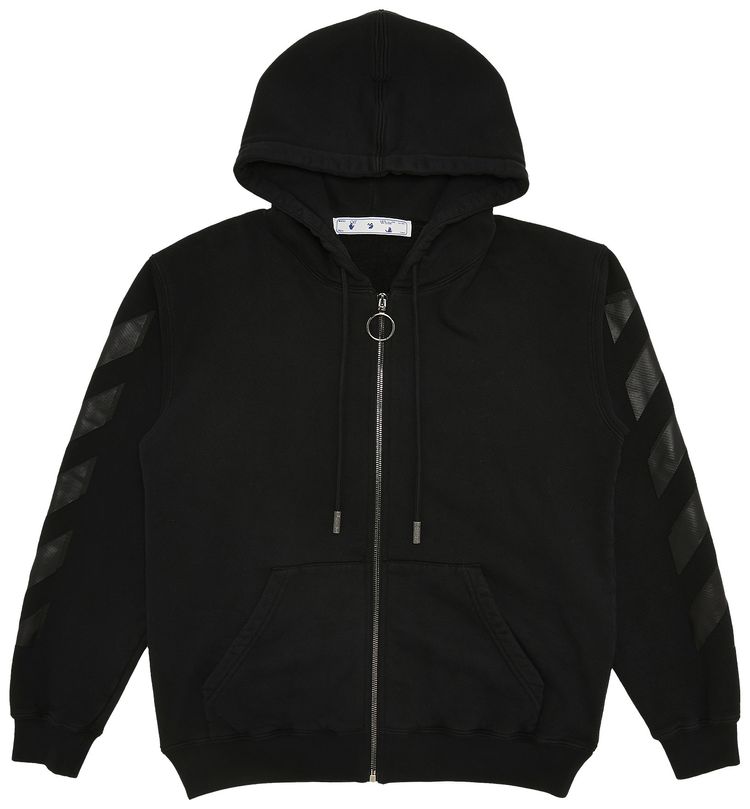 Off White Arrow Zipped Hoodie Black
