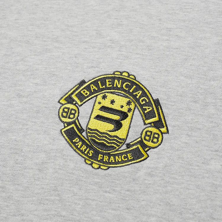 Balenciaga Logo Embroidered T Shirt Heather Grey