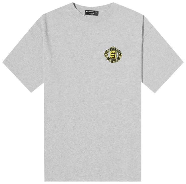 Balenciaga Logo Embroidered T Shirt Heather Grey