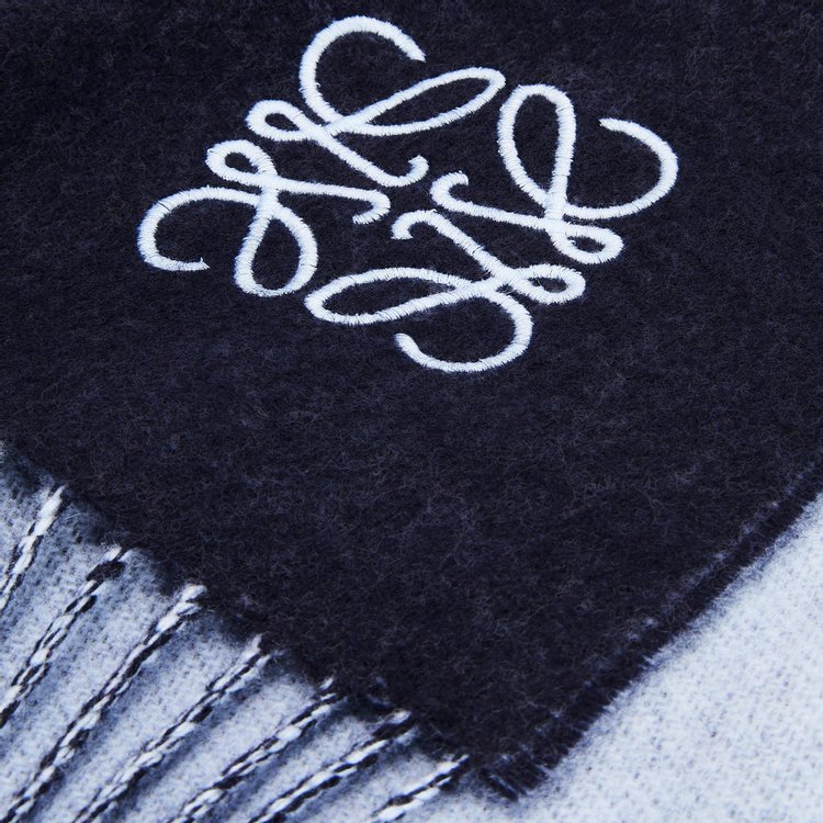 Loewe Bicolor Anagram Scarf Light BlueNavy Blue