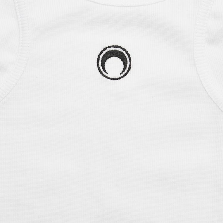 Marine Serre Ribbed Cotton Branded Bodysuit White