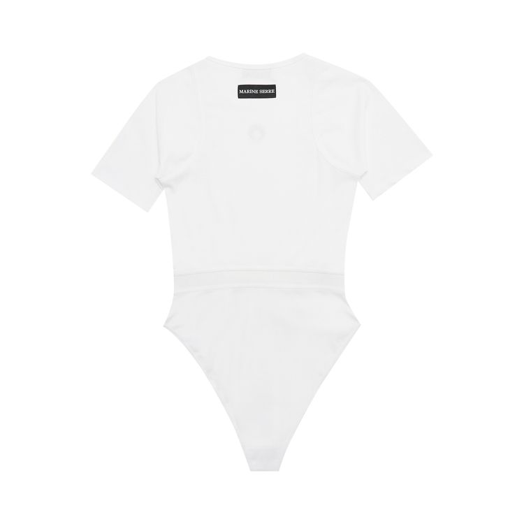 Marine Serre Ribbed Cotton Branded Bodysuit White