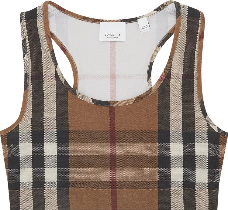 Burberry Check Print Cropped Top 'Birch Brown'