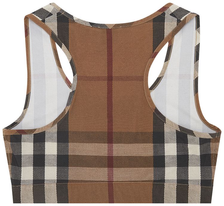 Burberry Check Print Cropped Top Birch Brown