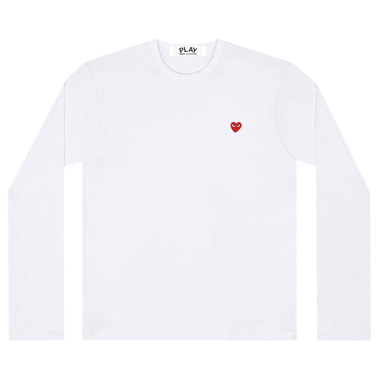 Comme des Garcons PLAY Small Heart Long Sleeve T Shirt White