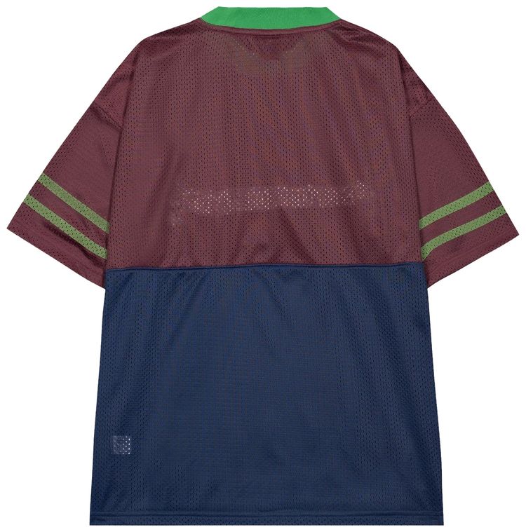 Brain Dead Paneled Football Mesh Shirt Burgundy
