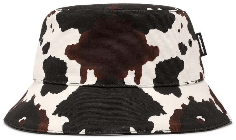 Burberry Logo Patch Cow Print Bucket Hat WhiteBrown
