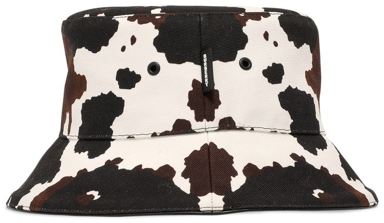 Burberry Logo Patch Cow Print Bucket Hat WhiteBrown