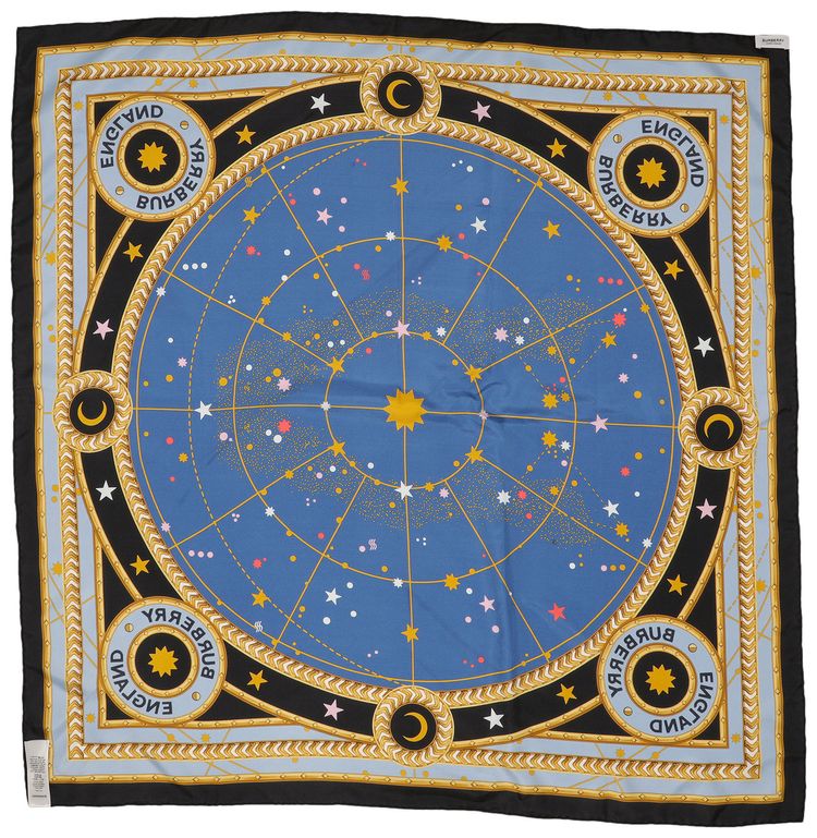 Burberry Astrological Murberry Silk Scarf Oceanic Blue