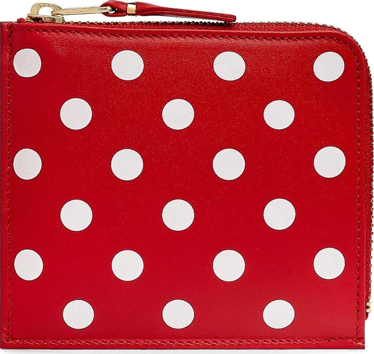 Comme des Garcons Dots Printed Leather Line Wallet Red