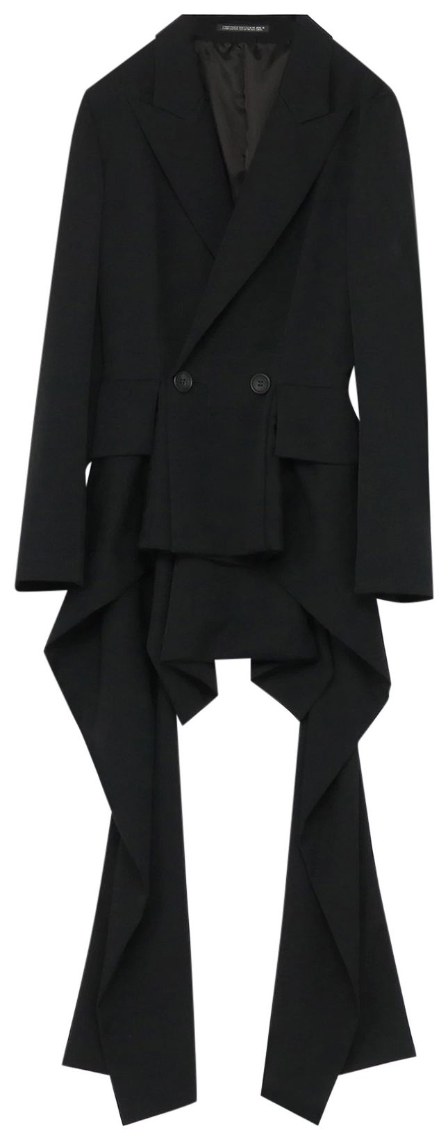 Yohji Yamamoto Flap Linked Peaked Jacket Black