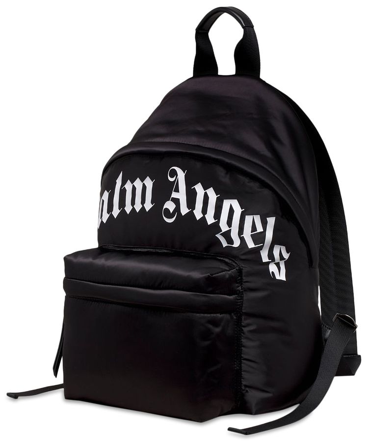 Palm Angels Curved Logo Backpack BlackWhite