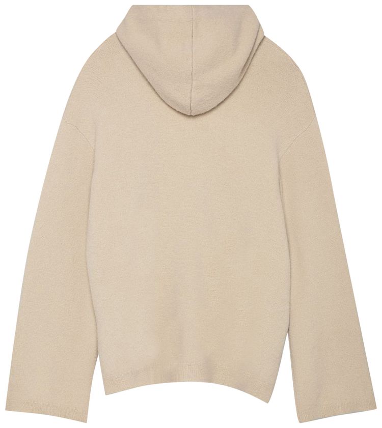 Palm Angels Fleecy Knit Hoodie Off WhiteWhite