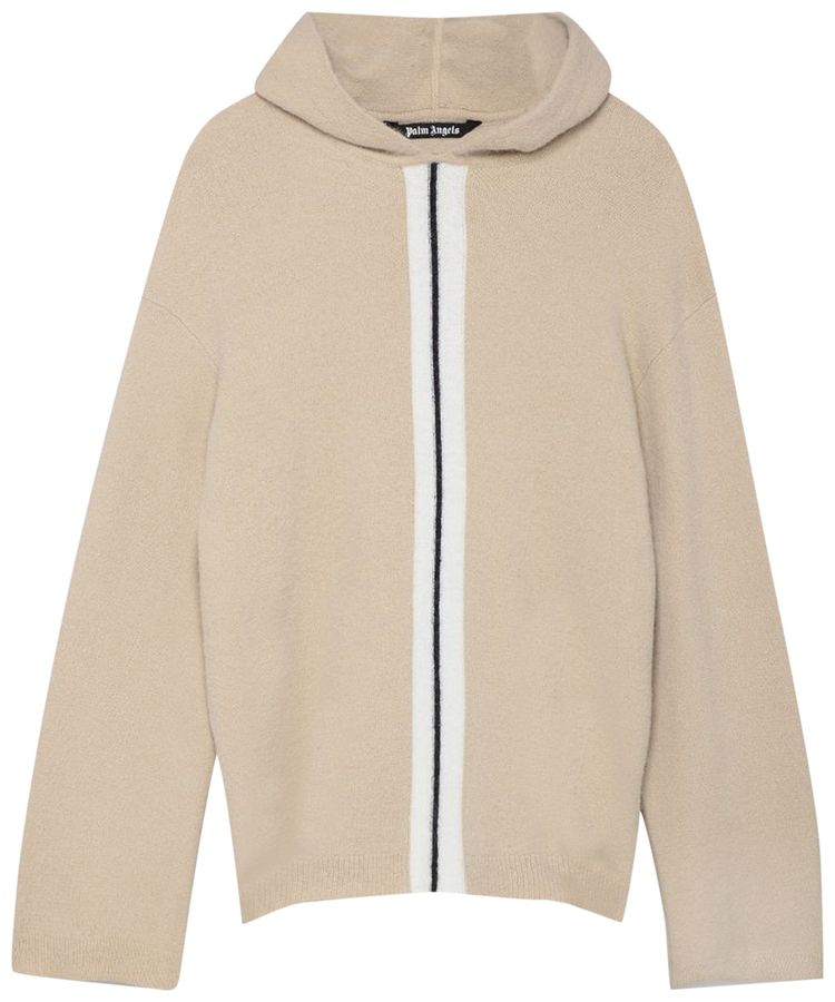 Palm Angels Fleecy Knit Hoodie Off WhiteWhite