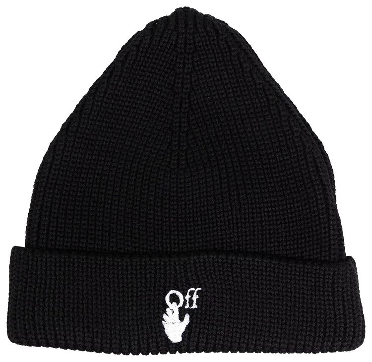 Off White Hand Off Wool Rib Beanie BlackWhite