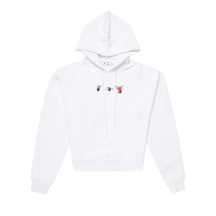 Off White Acrylic Arrow Over Hoodie WhiteFuchsia