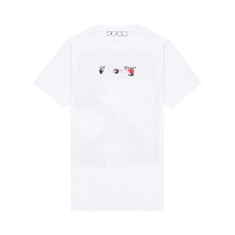 Off White Acrylic Arrow Short Sleeve Slim Tee WhiteFuchsia