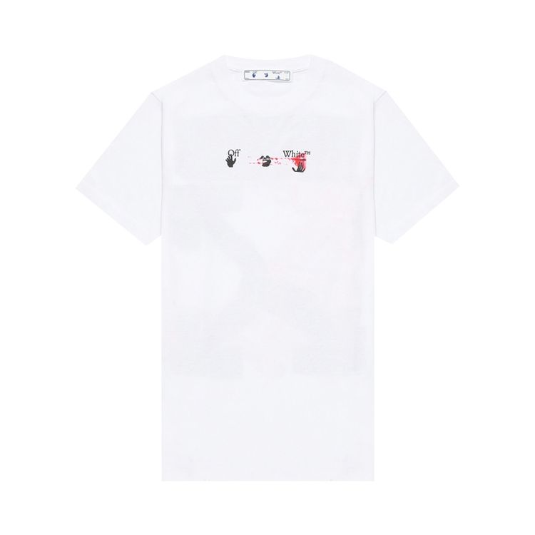 Off White Acrylic Arrow Short Sleeve Slim Tee WhiteFuchsia