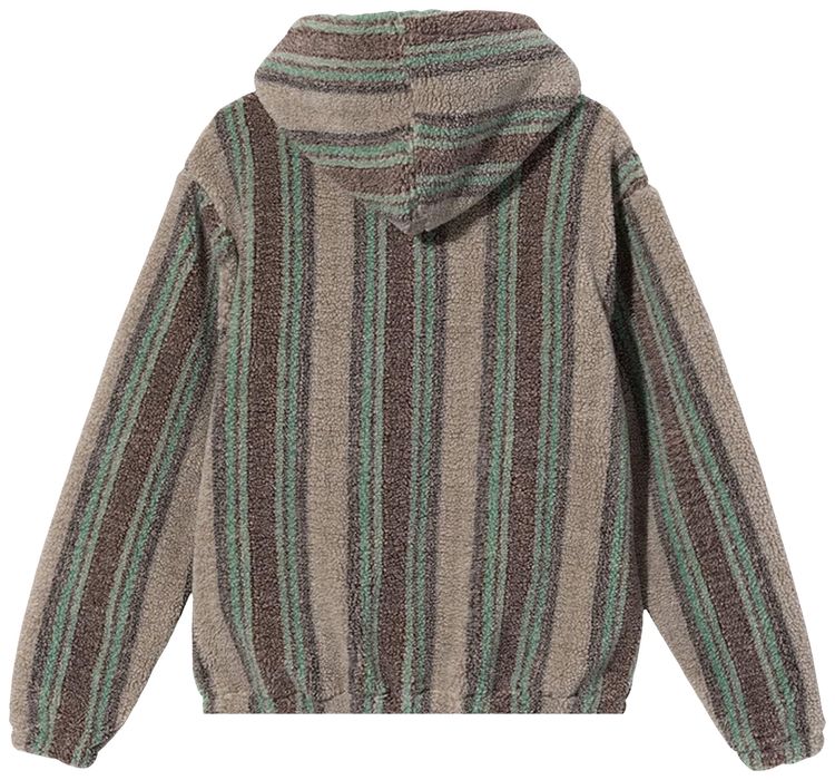 Stussy Stripe Sherpa Hoodie Tannin