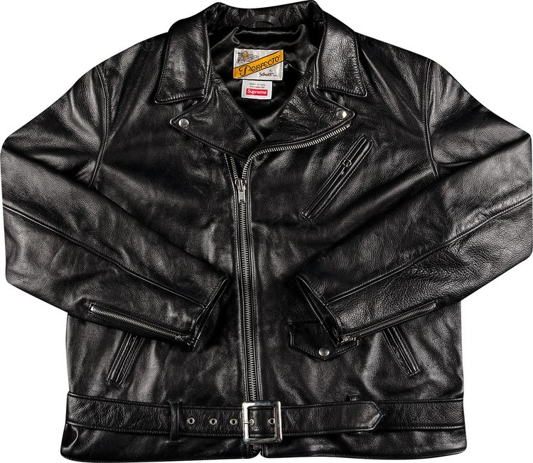 Supreme Schott The Crow Perfecto Leather Jacket Black for Men