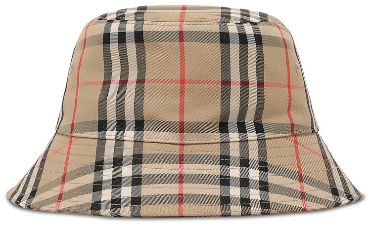 Burberry Check Print Bucket Hat Archive Beige