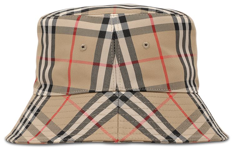 Burberry Check Print Bucket Hat Archive Beige