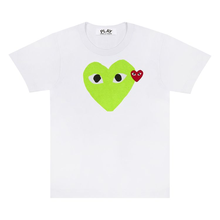 Comme des Garcons PLAY Red Emblem Heart T Shirt WhiteGreen