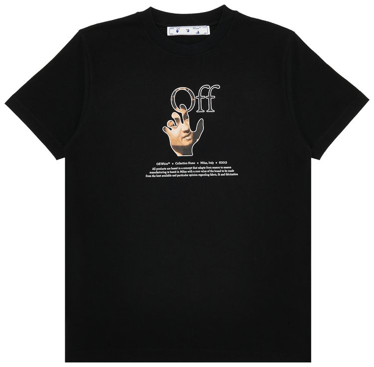 Off White Carav Hand Short Sleeve Slim Tee BlackMulticolor