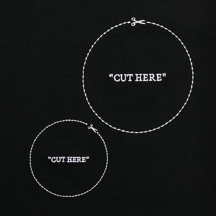 Off White Cut Here Short Sleeve Skate Tee BlackWhite