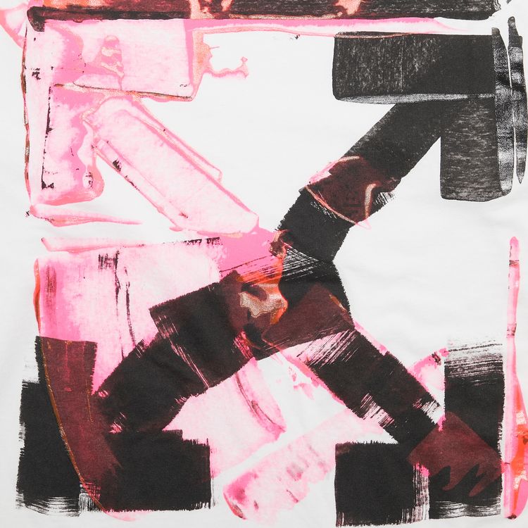 Off White Acrylic Arrow Long Sleeve Tee WhiteFuchsia