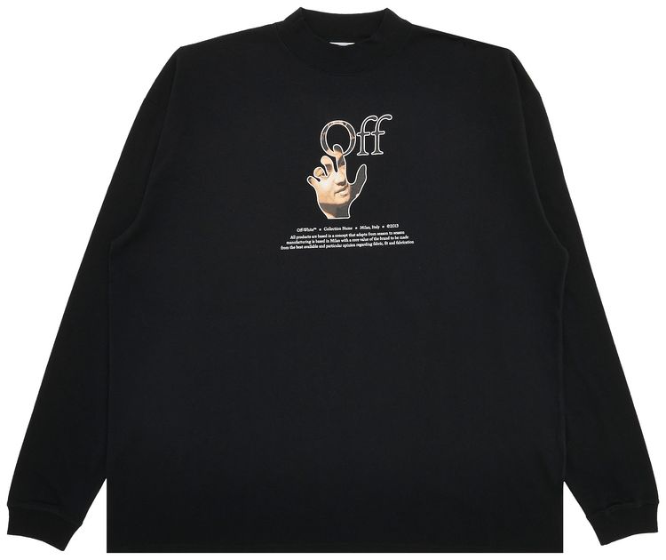 Off White Caravaggio Hand Over Mockneck Tee BlackMulticolor