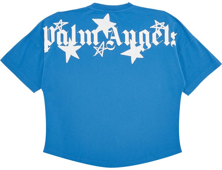 Palm Angels Shooting Stars Overlogo Tee BlueWhite