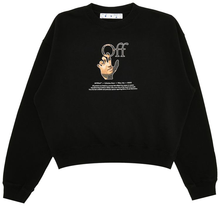 Off White Caravaggio Hand Over Crewneck BlackMulticolor