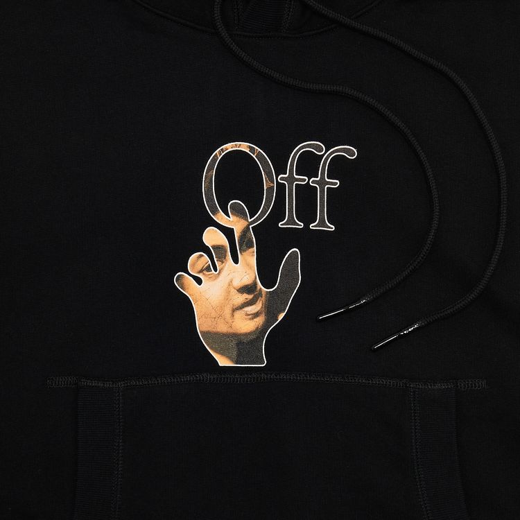 Off White Caravaggio Hand Over Flatlock Hoodie BlackMulticolor