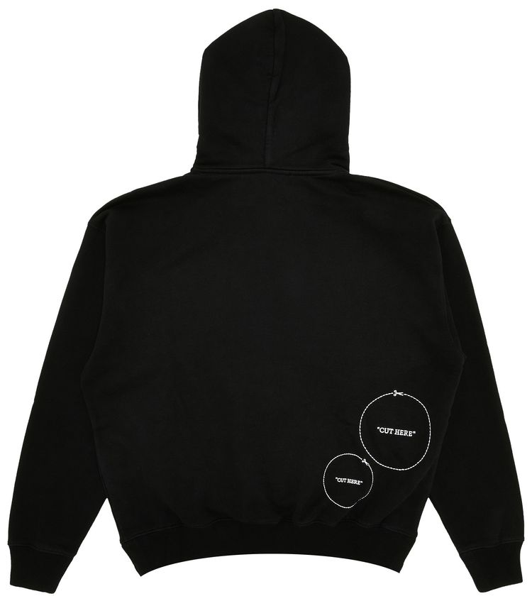 Off White Cut Here Skate Hoodie BlackWhite