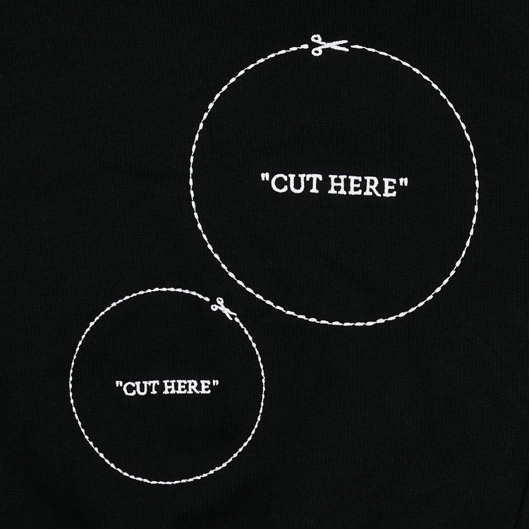 Off White Cut Here Skate Hoodie BlackWhite