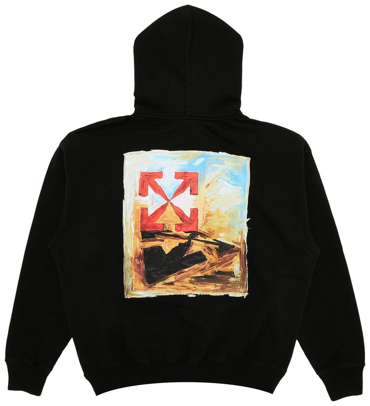 Off White Arrow On Canvas Skate Hoodie BlackMulticolor