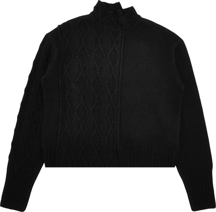 Yohji Yamamoto Diamond Pattern Panel Turtleneck Sweater 'Black'