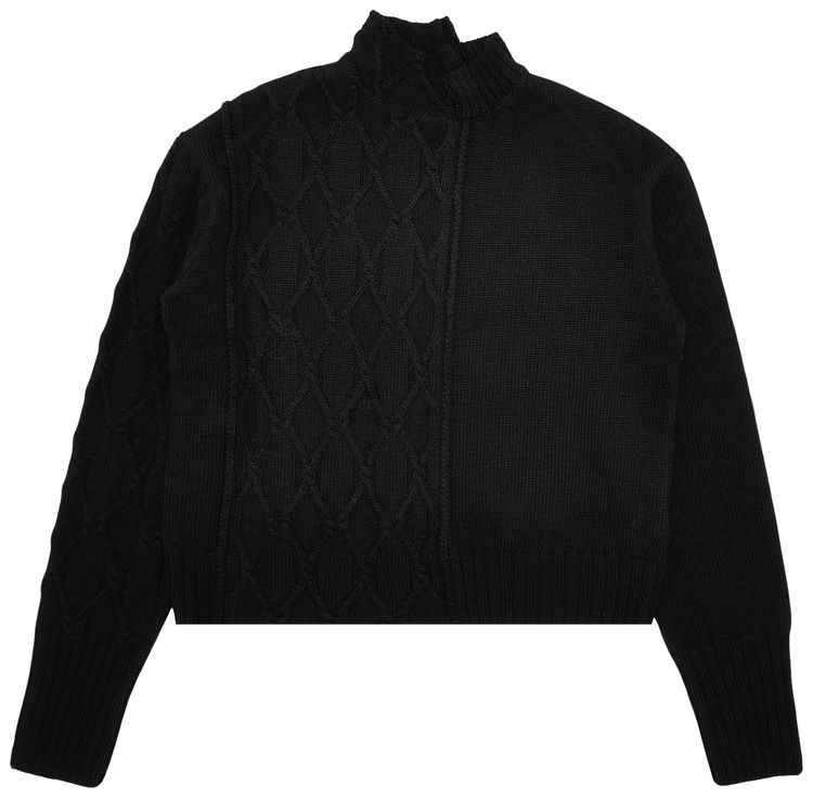 Yohji Yamamoto Diamond Pattern Panel Turtleneck Sweater Black