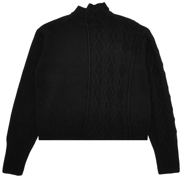 Yohji Yamamoto Diamond Pattern Panel Turtleneck Sweater Black