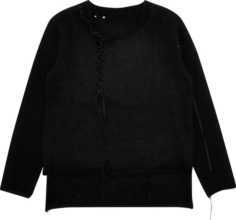 Yohji Yamamoto Leather String Dropped Sweater 'Black'