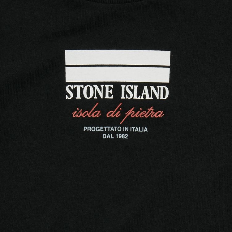 Stone Island Logo Print And Embroidery Detail T Shirt Black