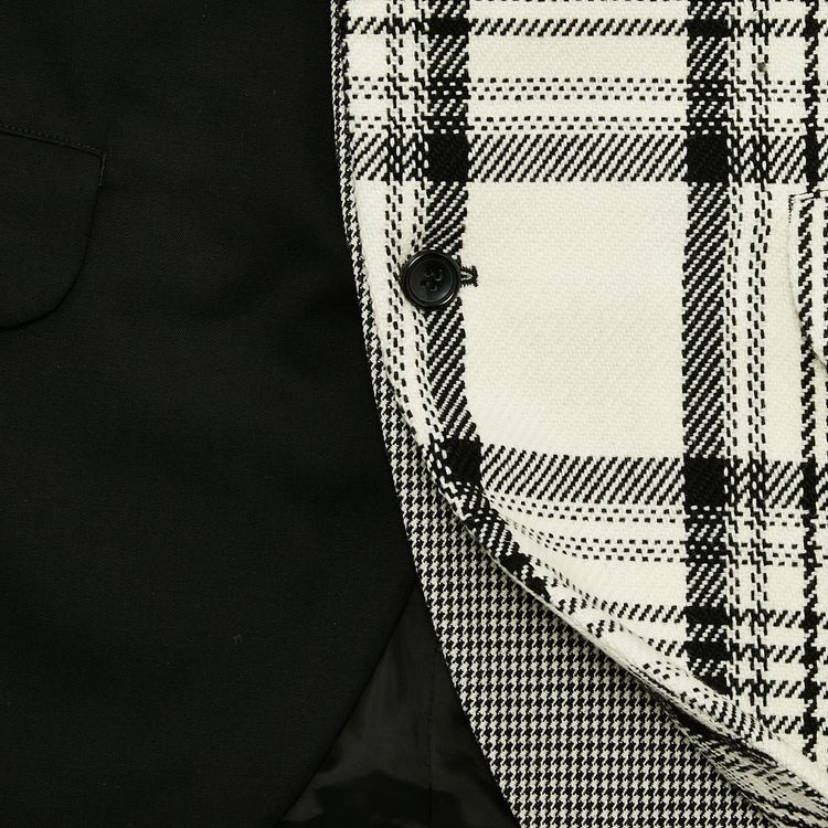 Comme des Garcons Homme Plus One Side Plaid Layered Jacket BlackNatural