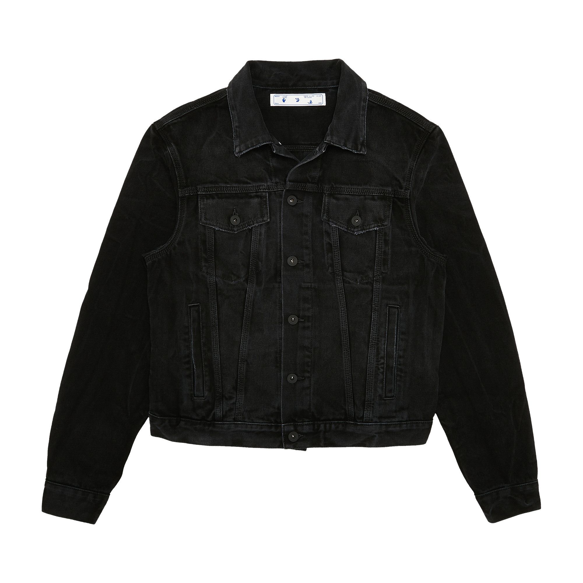 Buy Off-White Negative Mark Slim Denim Jacket 'Faded Black