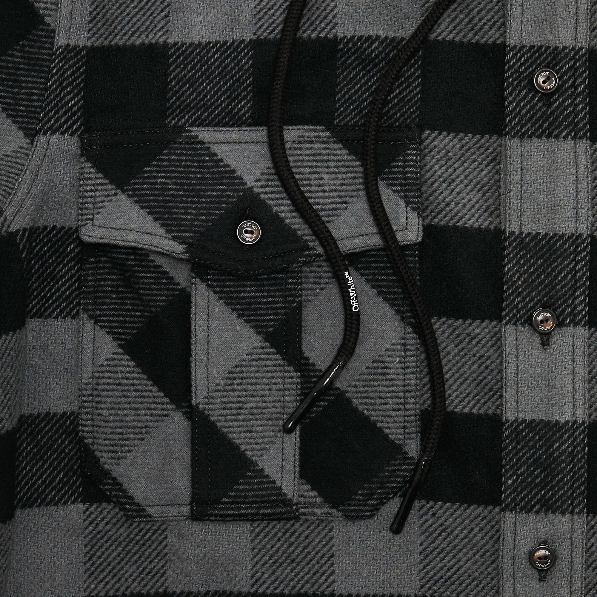 トップス OFF-WHITE Arrow Hooded Flannel Shirt Buy Off-White Arrow Hooded Flannel Shirt 'Light Grey
