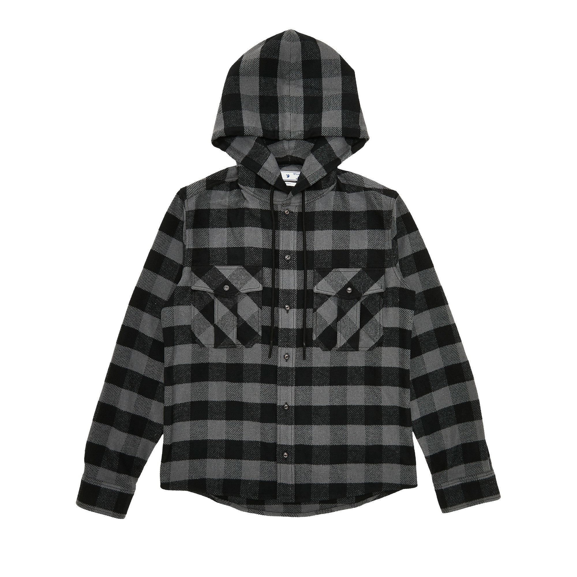Buy Off White Arrow Hooded Flannel Shirt Light Grey OMGA125F21FAB0010501 GOAT